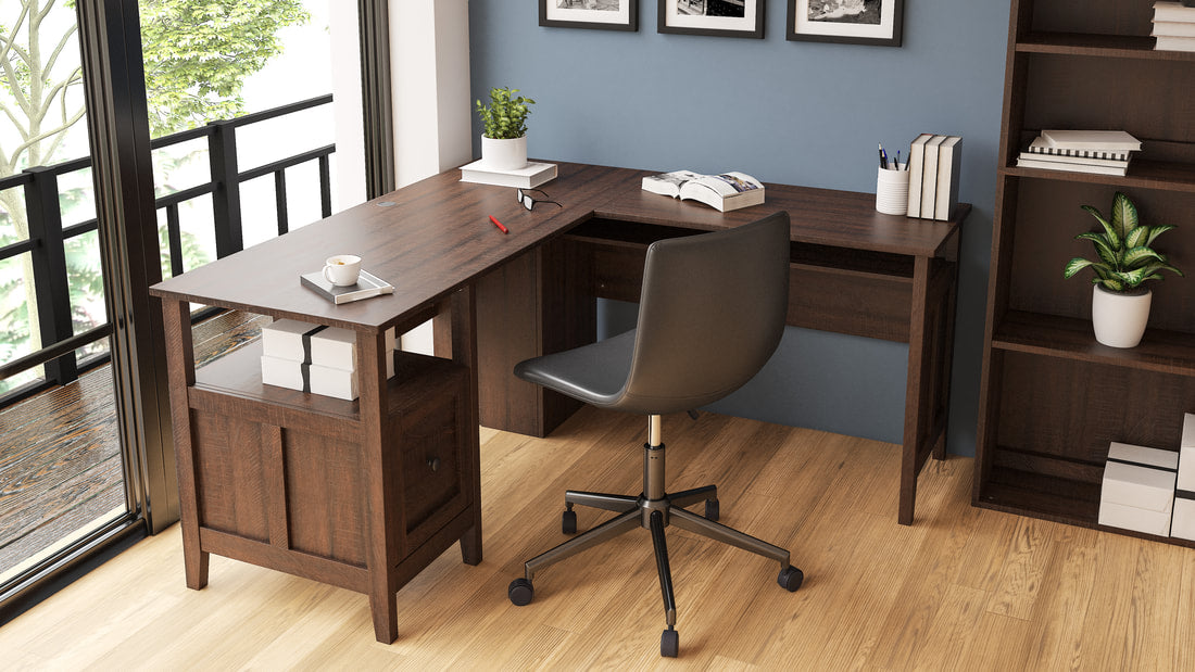 H283-34 Warm Brown Home Office Desk