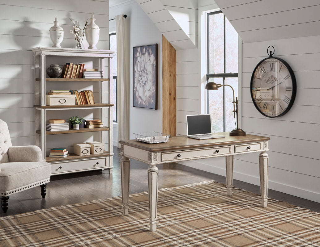 H743-34 White & Brown Office Desk (USB/AC POWER)