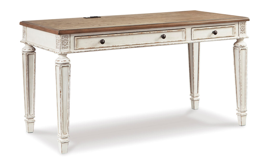 H743-34 White & Brown Office Desk (USB/AC POWER)