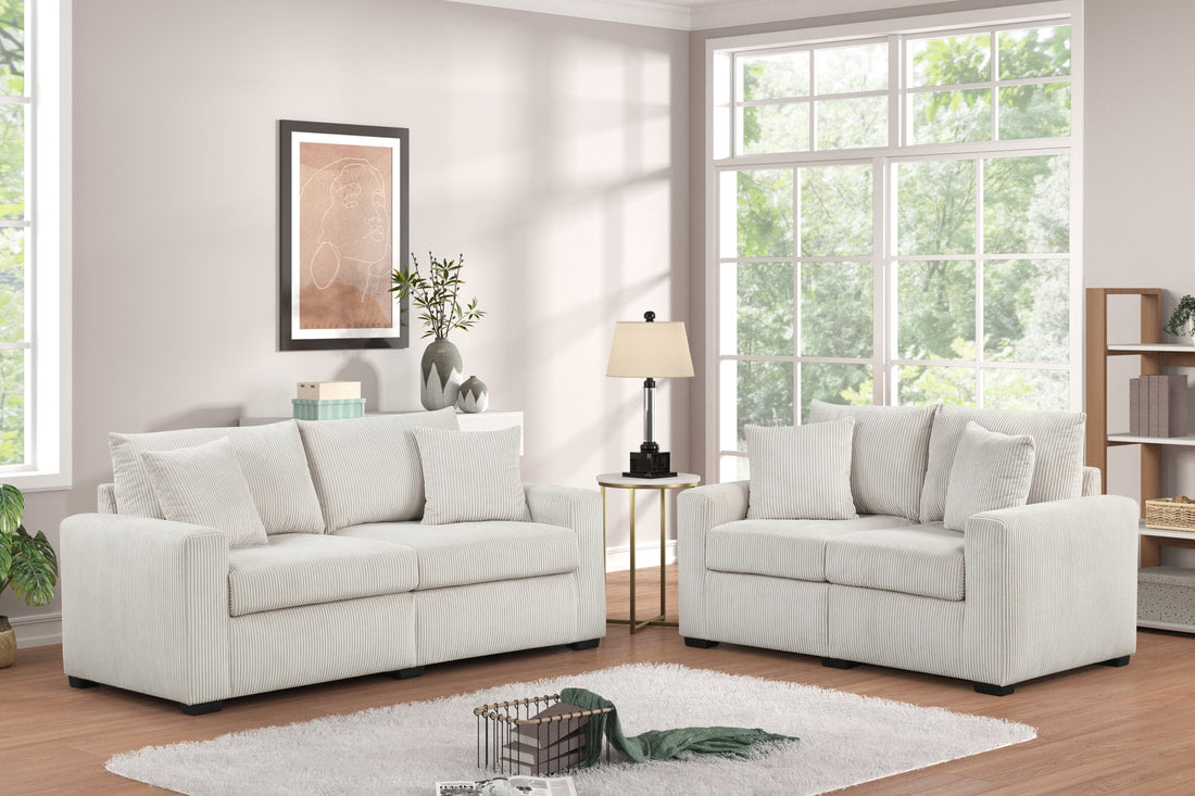 HH1125 Beige Sofa & Loveseat Set