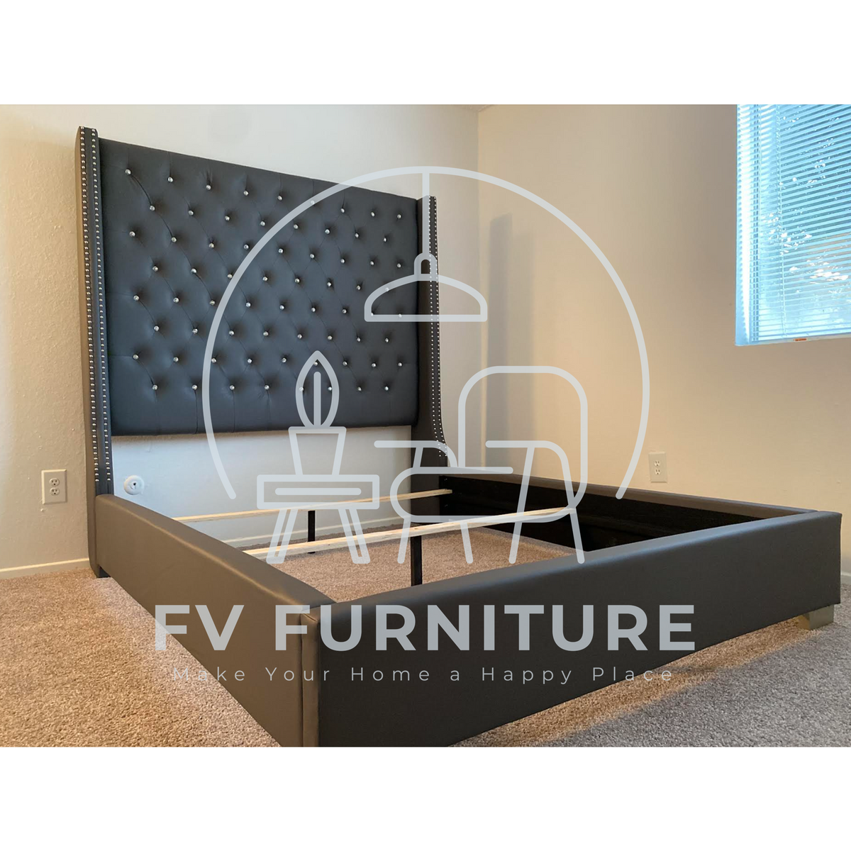 6FT Leather Diamond Bed Frame (Multiple Colors)