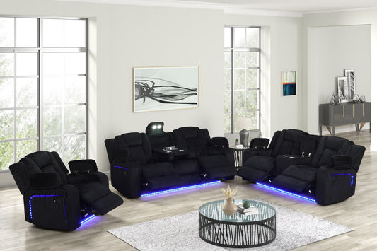 3PC Hulk10 Black - Reclining Set