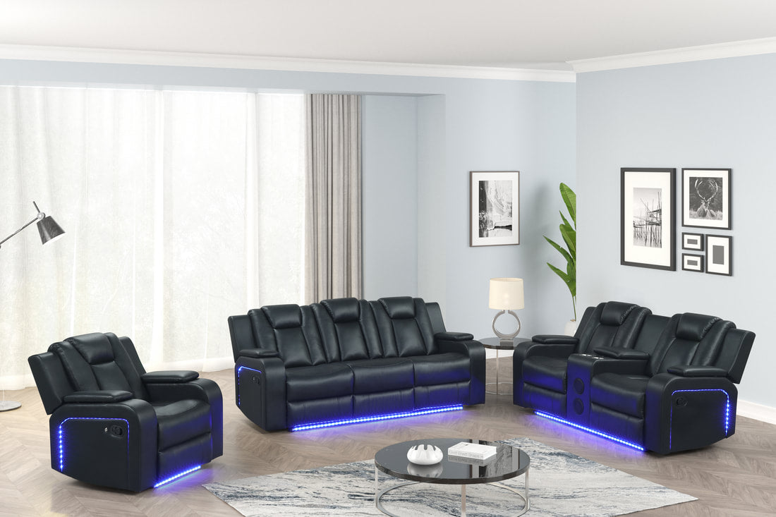 3PC Hulk20 Black  Reclining Set