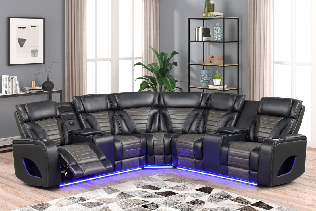 IBIZA Black Power Reclining Sectional