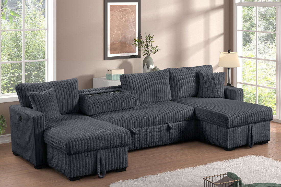 July Charcoal Double Storage Chaise Sectional