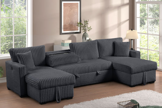 July Charcoal Double Storage Chaise Sectional