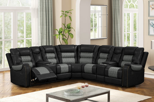 Jordon2 Black Reclining Sectional