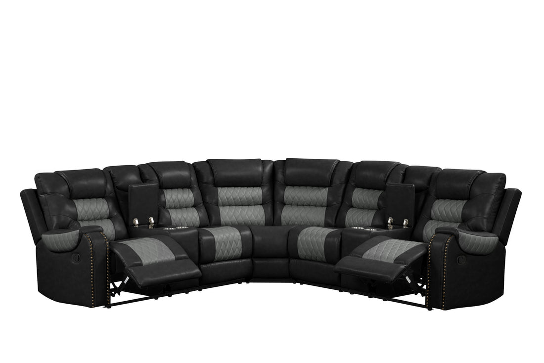 Jordon2 Black Reclining Sectional