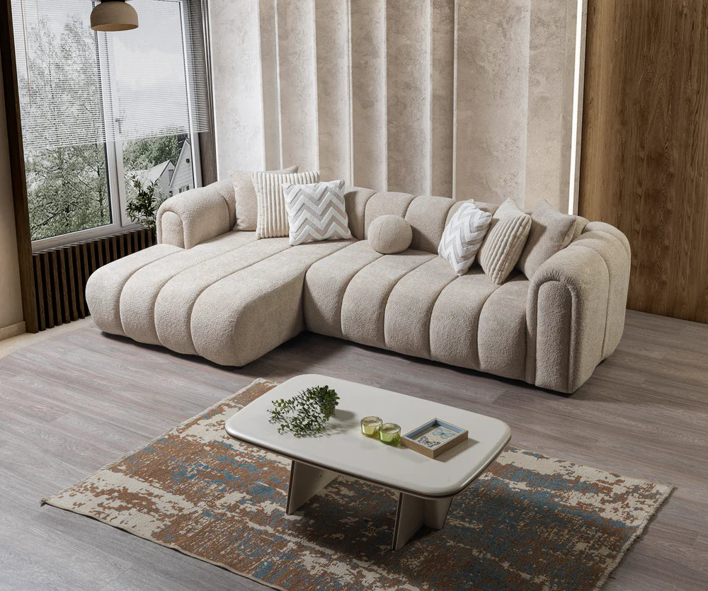 Lis Sand Boucle LAF Sectional