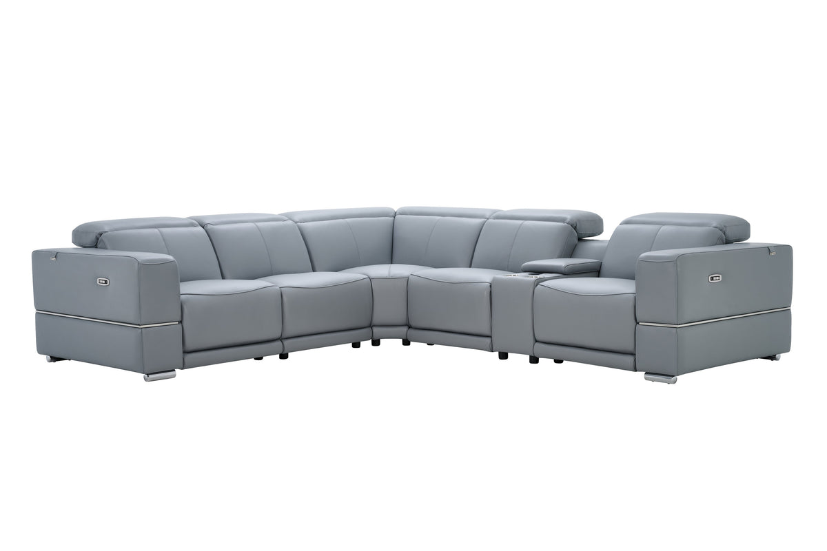 MI-1125 Franco II Light Blue 2 Powers Head/Foot Reclining Sectional