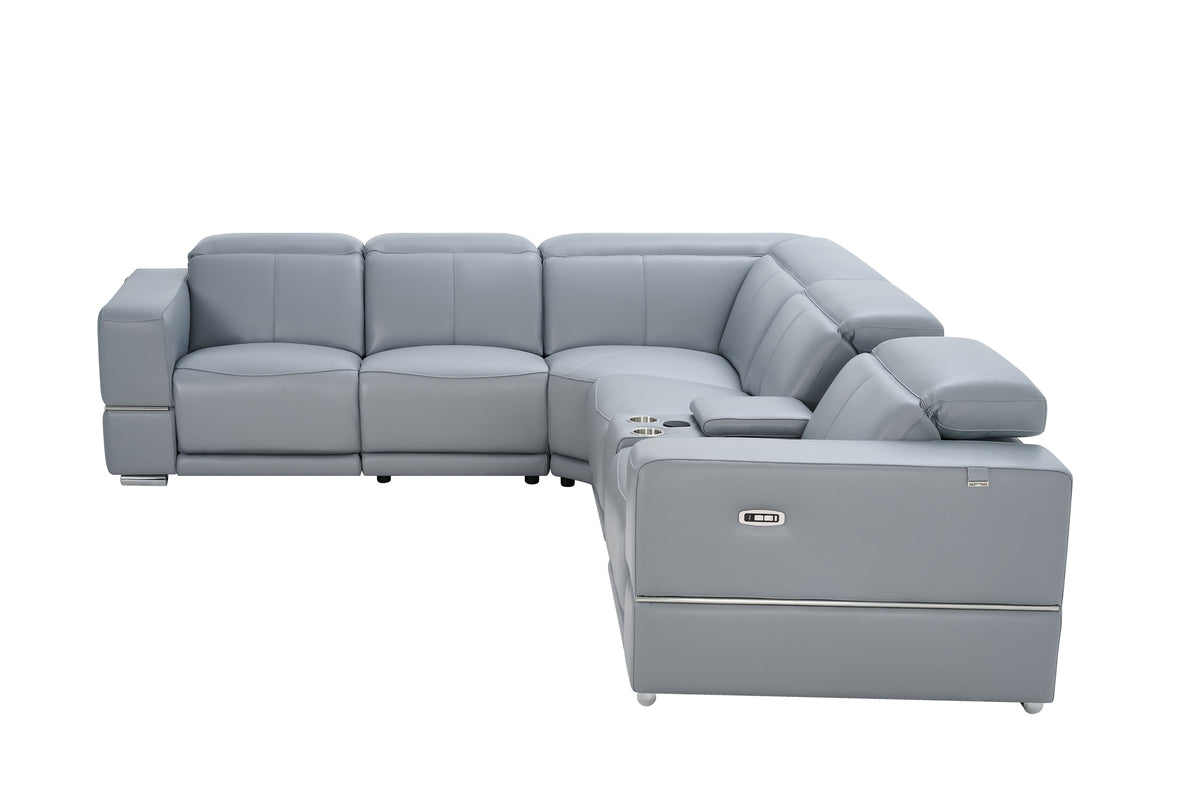 MI-1125 Franco II Light Blue 2 Powers Head/Foot Reclining Sectional