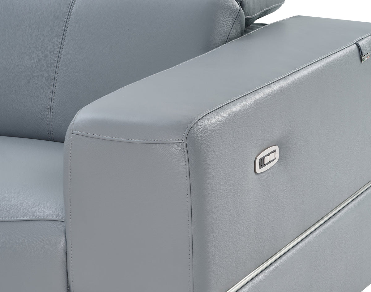 MI-1125 Franco II Light Blue 2 Powers Head/Foot Reclining Sectional