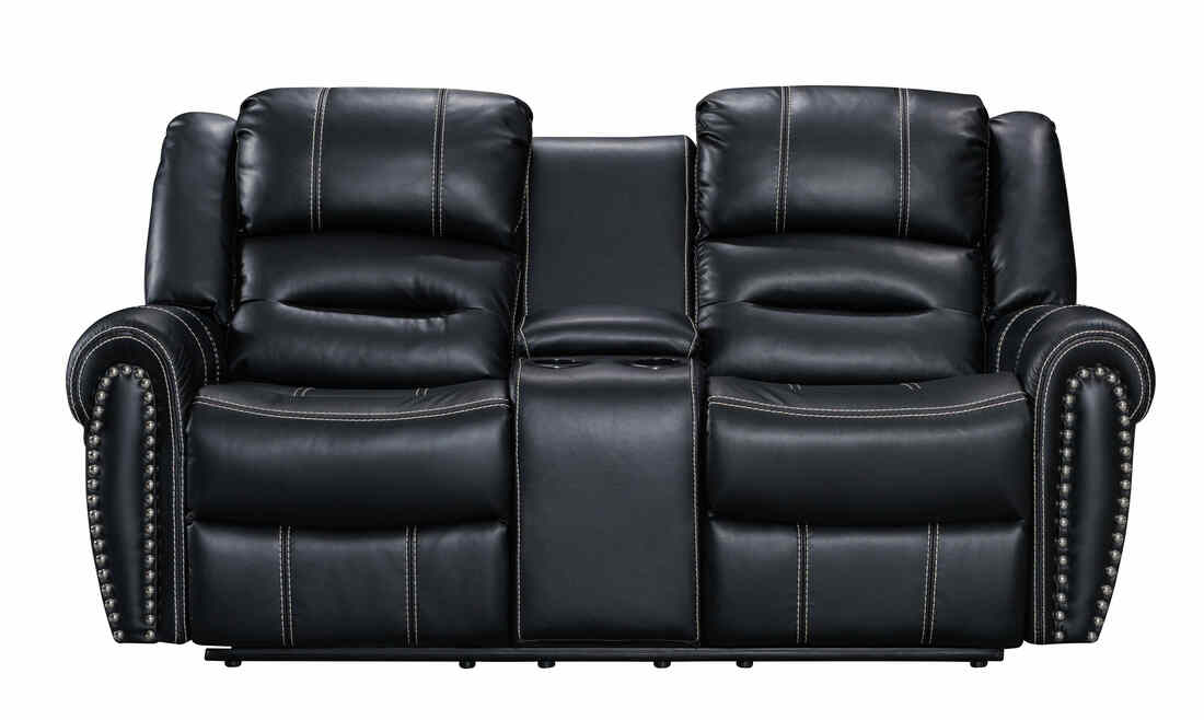 3pcs Lexington Black Leather Gel Reclining Sofa Set