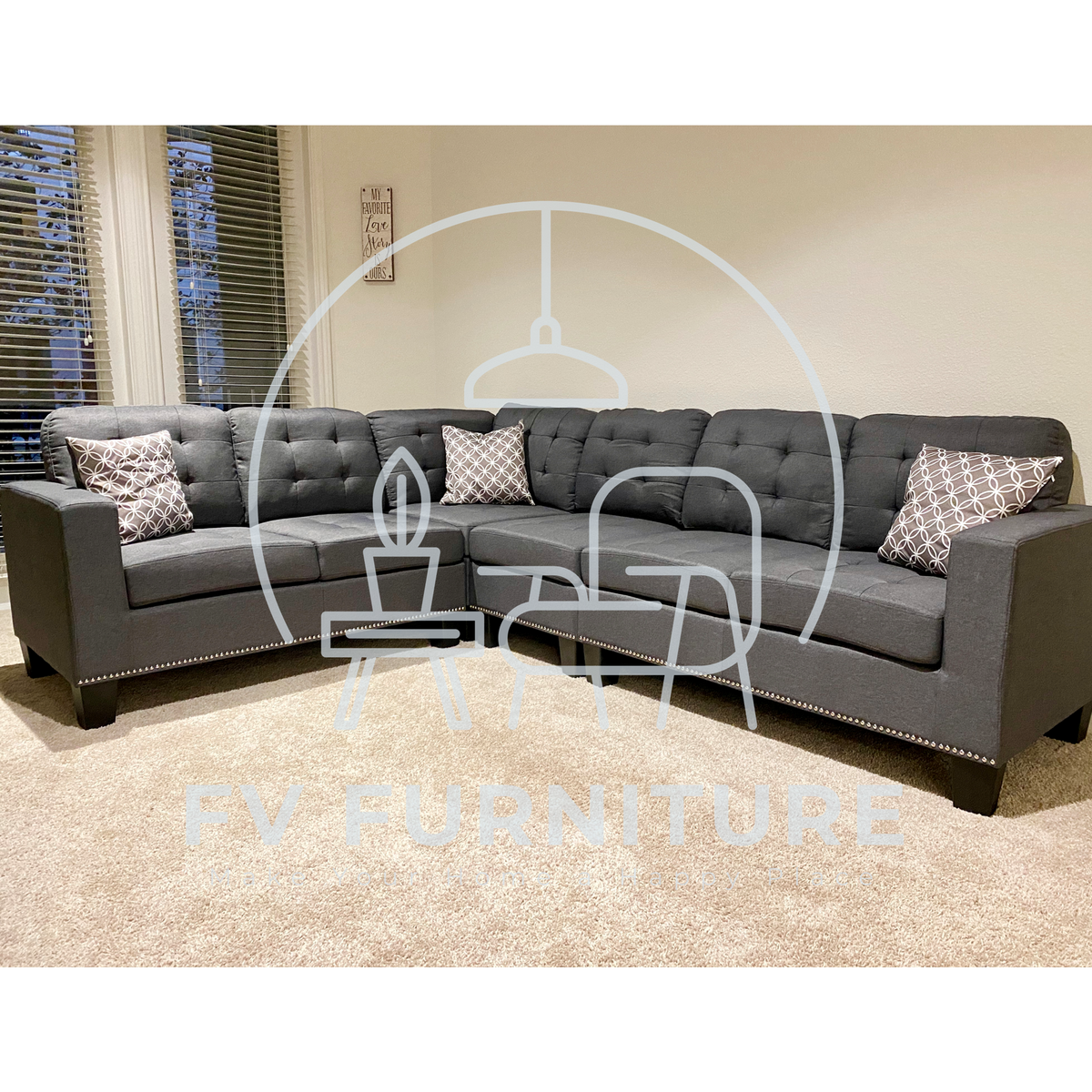 Logan Grey Linen Sectional