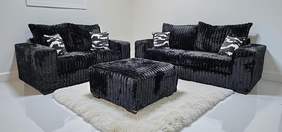 3pcs or 2pcs S320 Texan Black Sofa & Loveseat Set