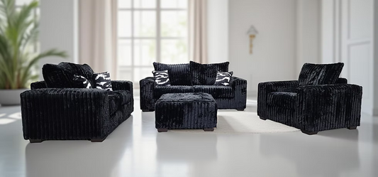 3pcs or 2pcs S320 Texan Black Sofa & Loveseat Set