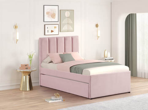 MAYA - Pink Platform Trundle Bed
