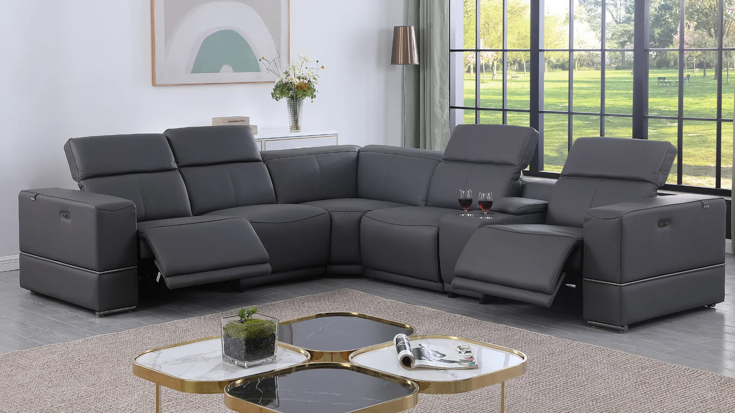 MI-1122 Franco 6pcs Dark Grey Reclining Sectional