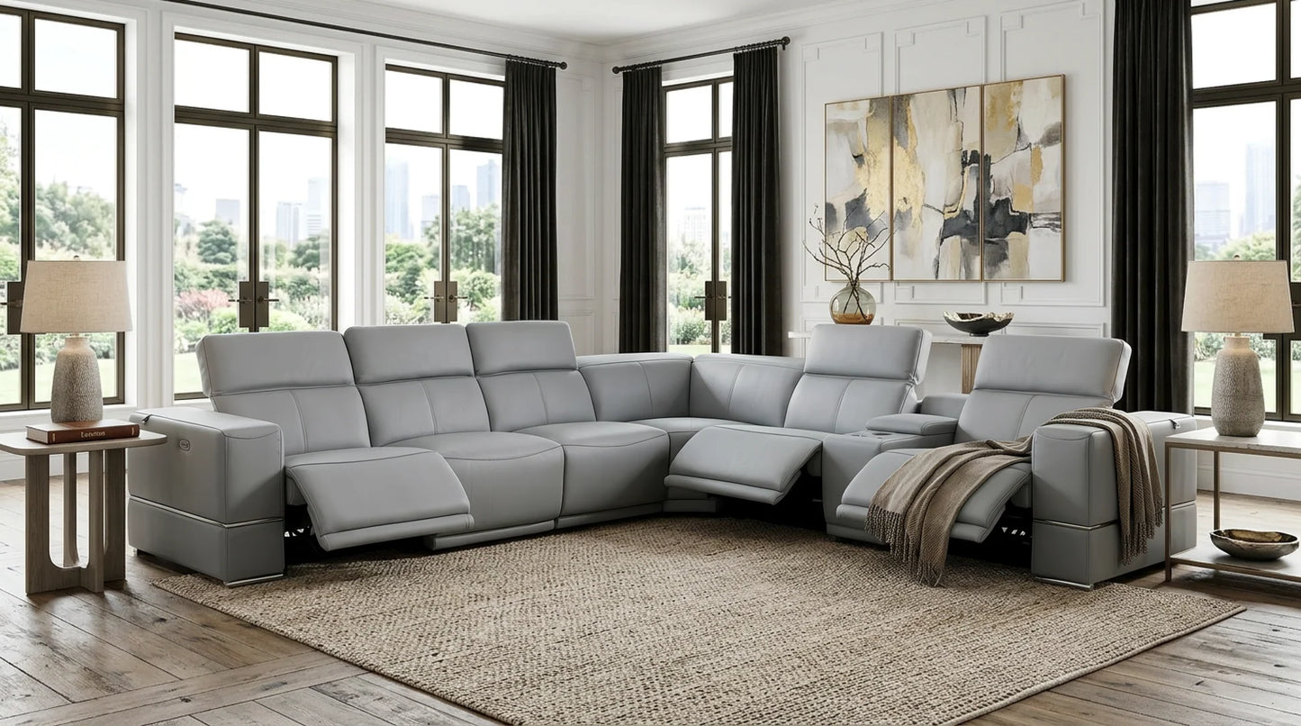 MI-1125 Franco II 7pcs Light Blue Reclining Sectional