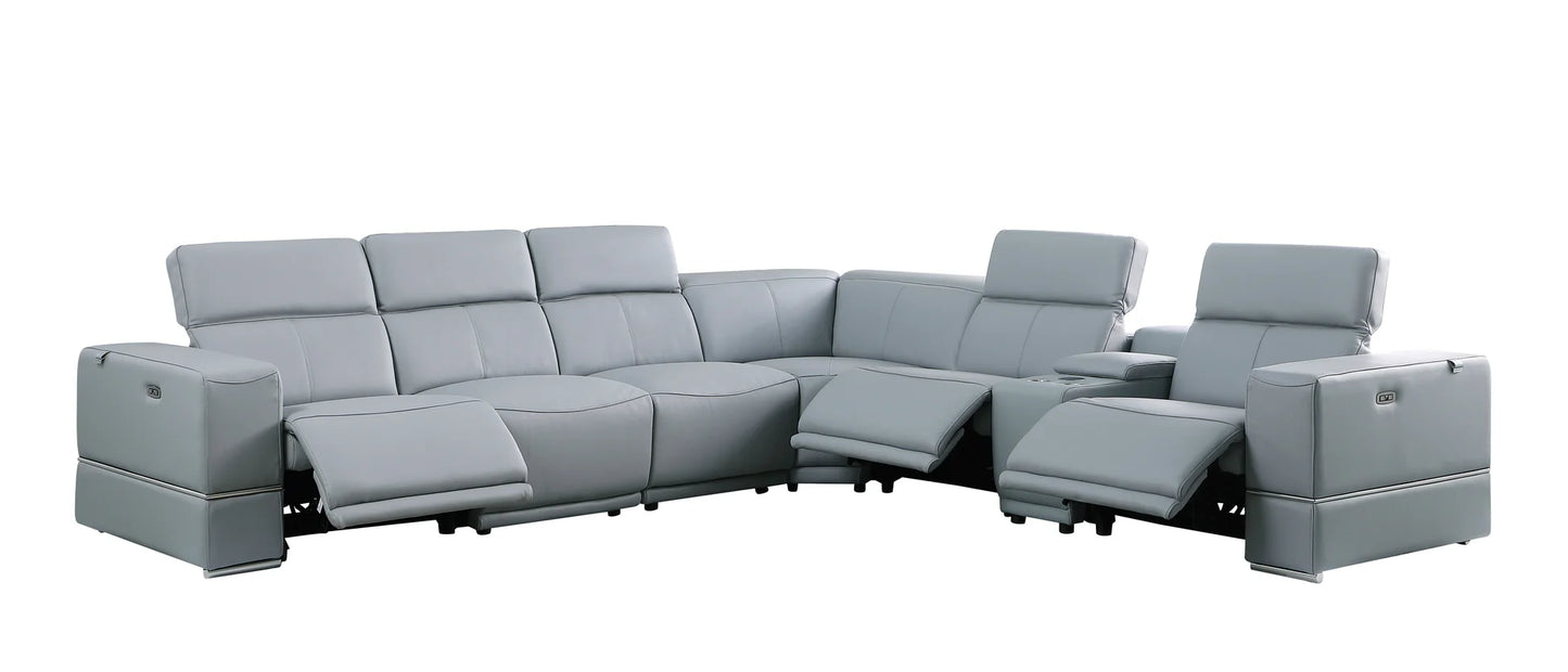 MI-1125 Franco II 7pcs Light Blue Reclining Sectional