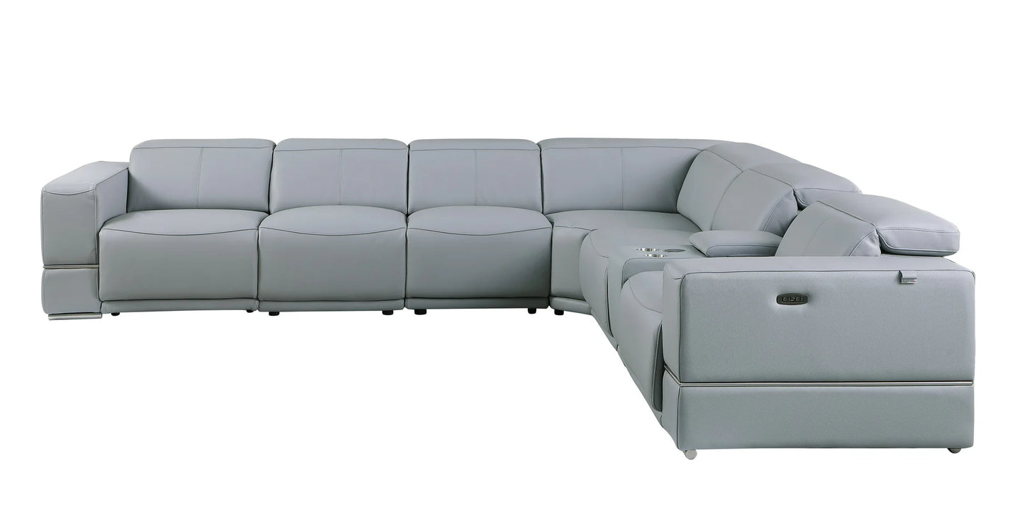MI-1125 Franco II 7pcs Light Blue Reclining Sectional