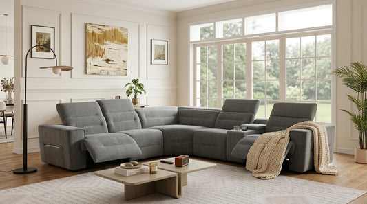 6pcs MI-1265 Nexus DK. Grey Reclining Sectional