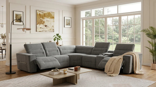 MI-1265 Nexus (DK. Grey Fabric) Reclining Sectional