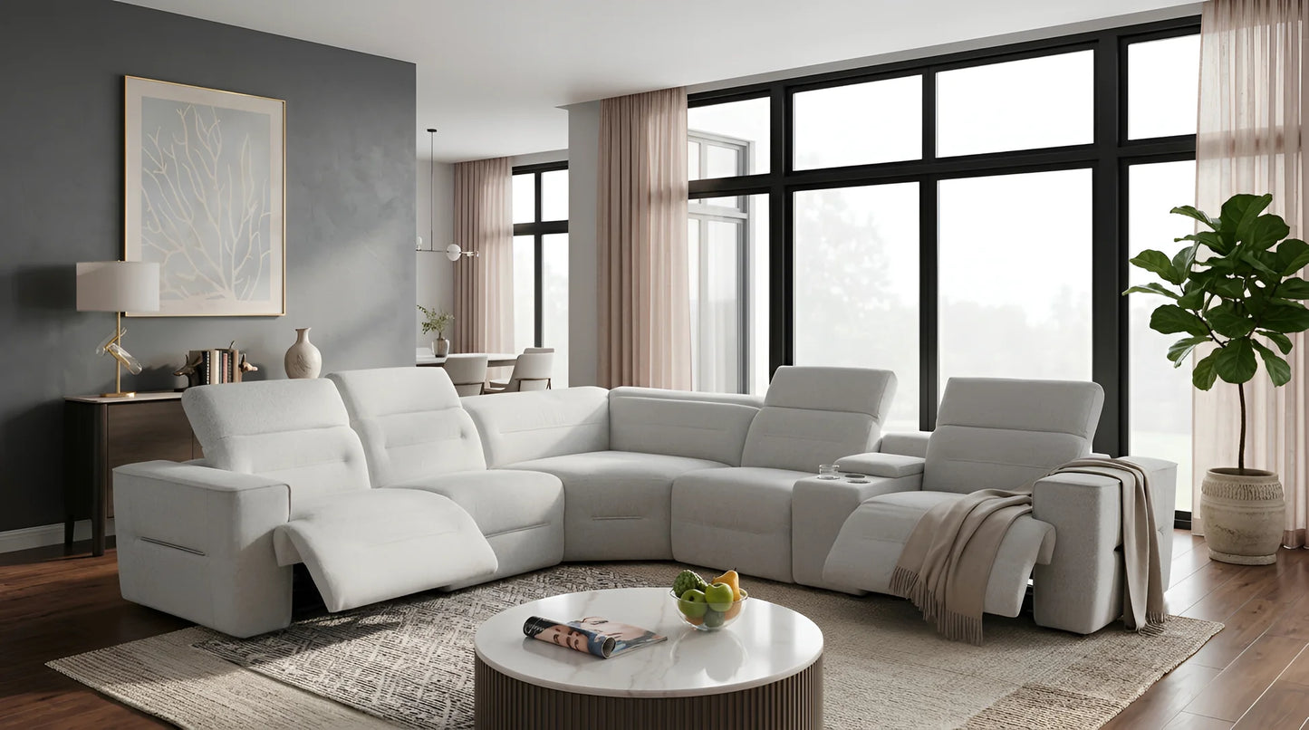 MI-1265 Nexus (LT. Grey Fabric) Reclining Sectional