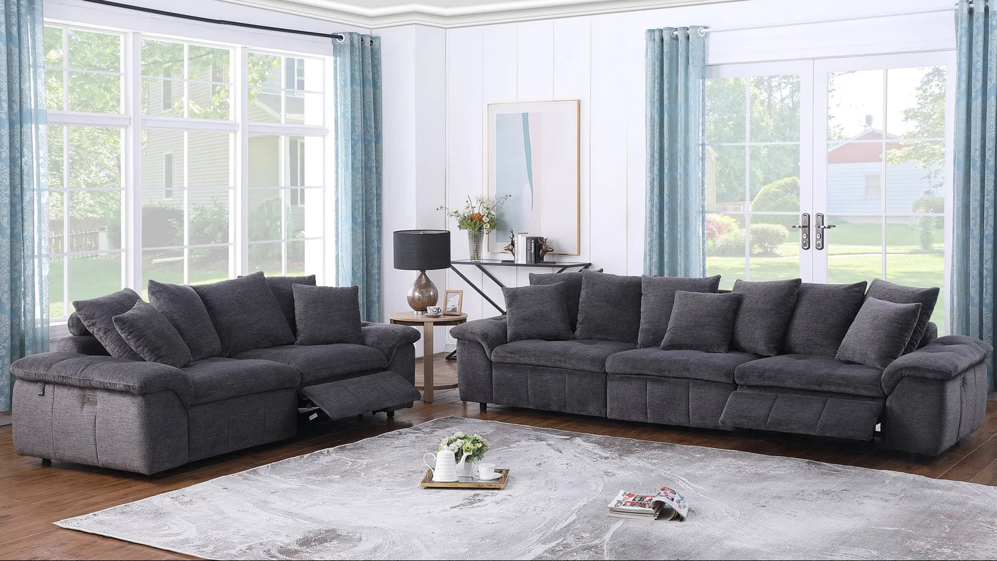 MI-1368 Sofino Gray Oversized Sofa & Loveseat Set