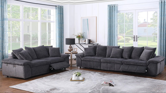 MI-1368 Sofino Gray Oversized Sofa & Loveseat Set
