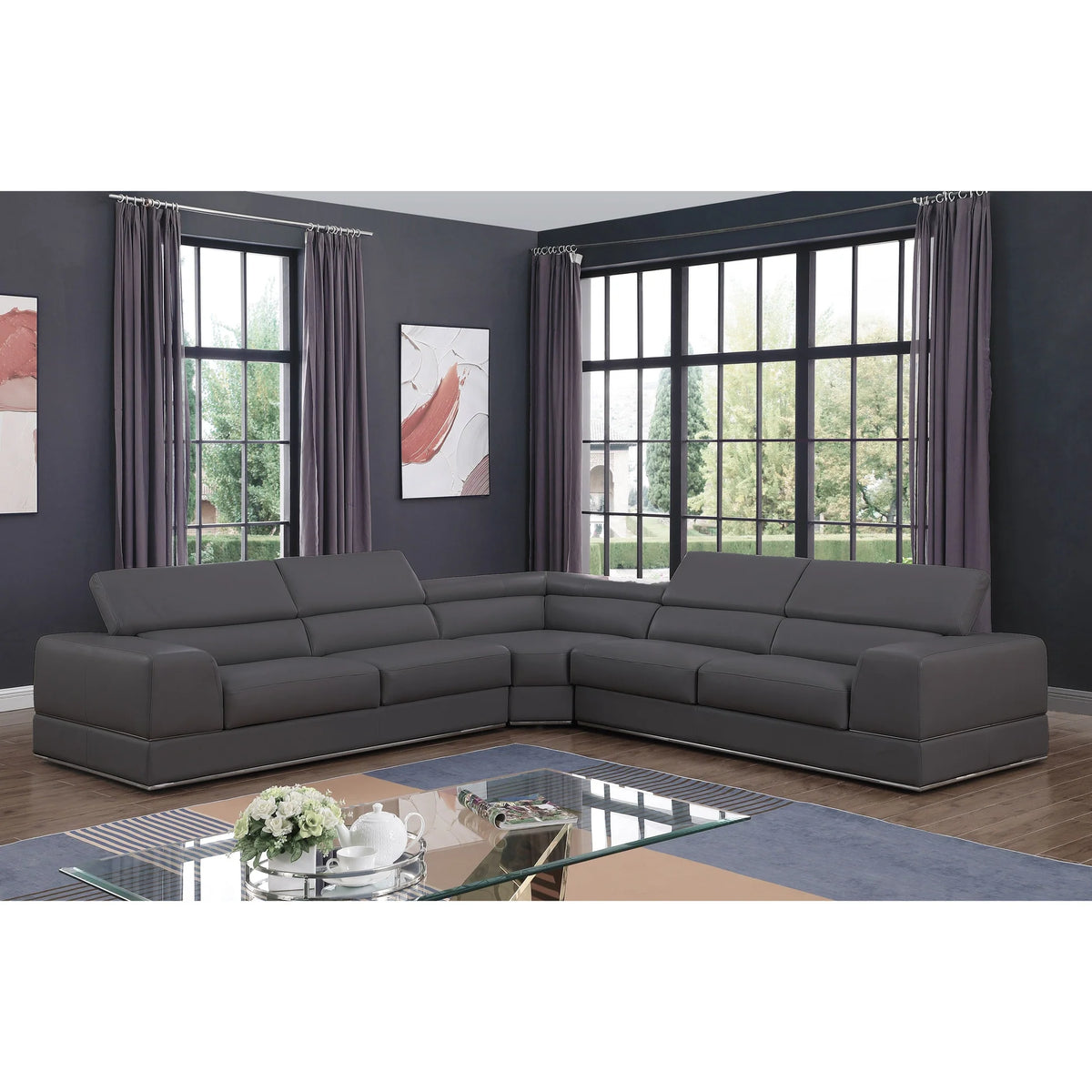 MI-5106A Pella Dark Gray Sectional without armless