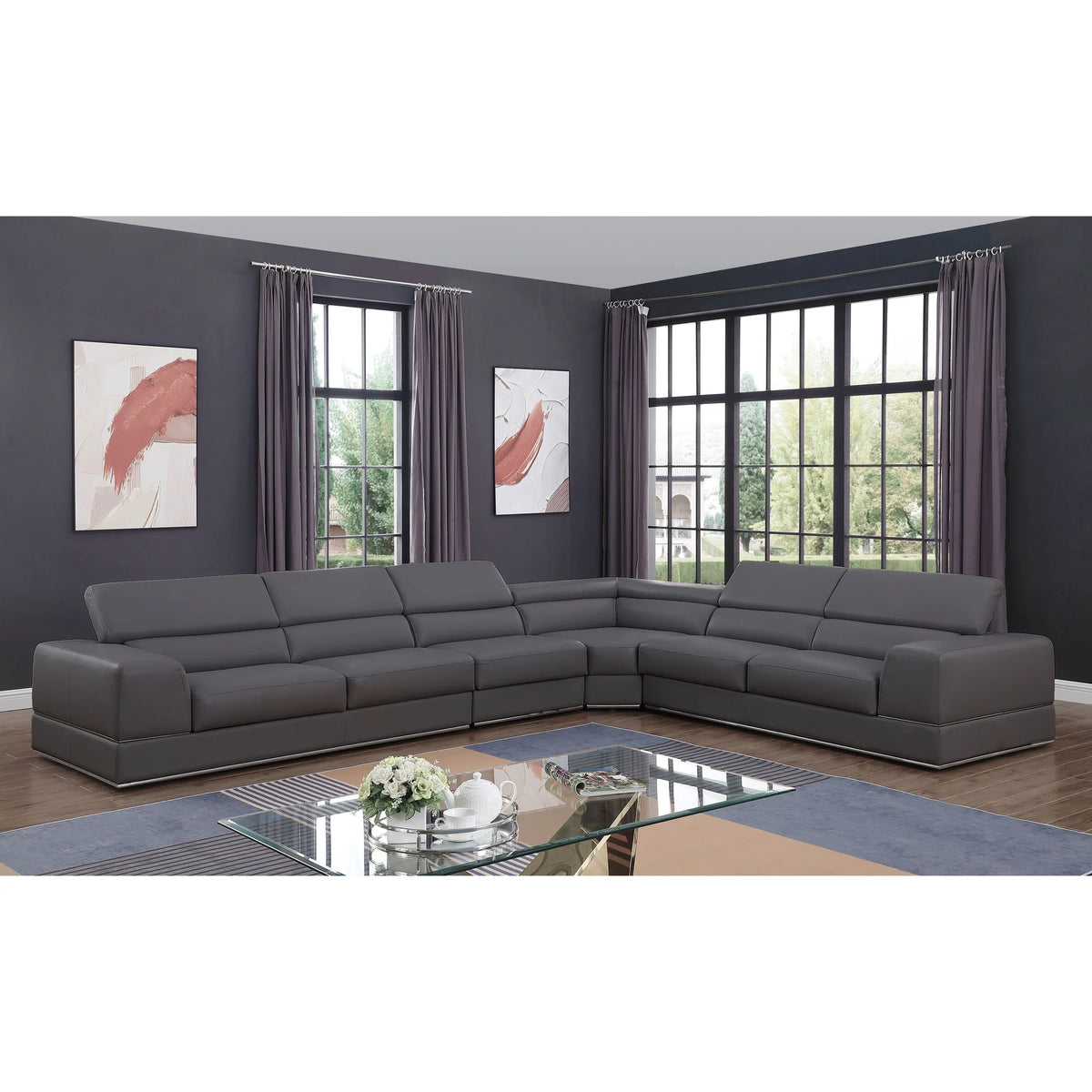 MI-5106A Pella Dark Gray Sectional without armless