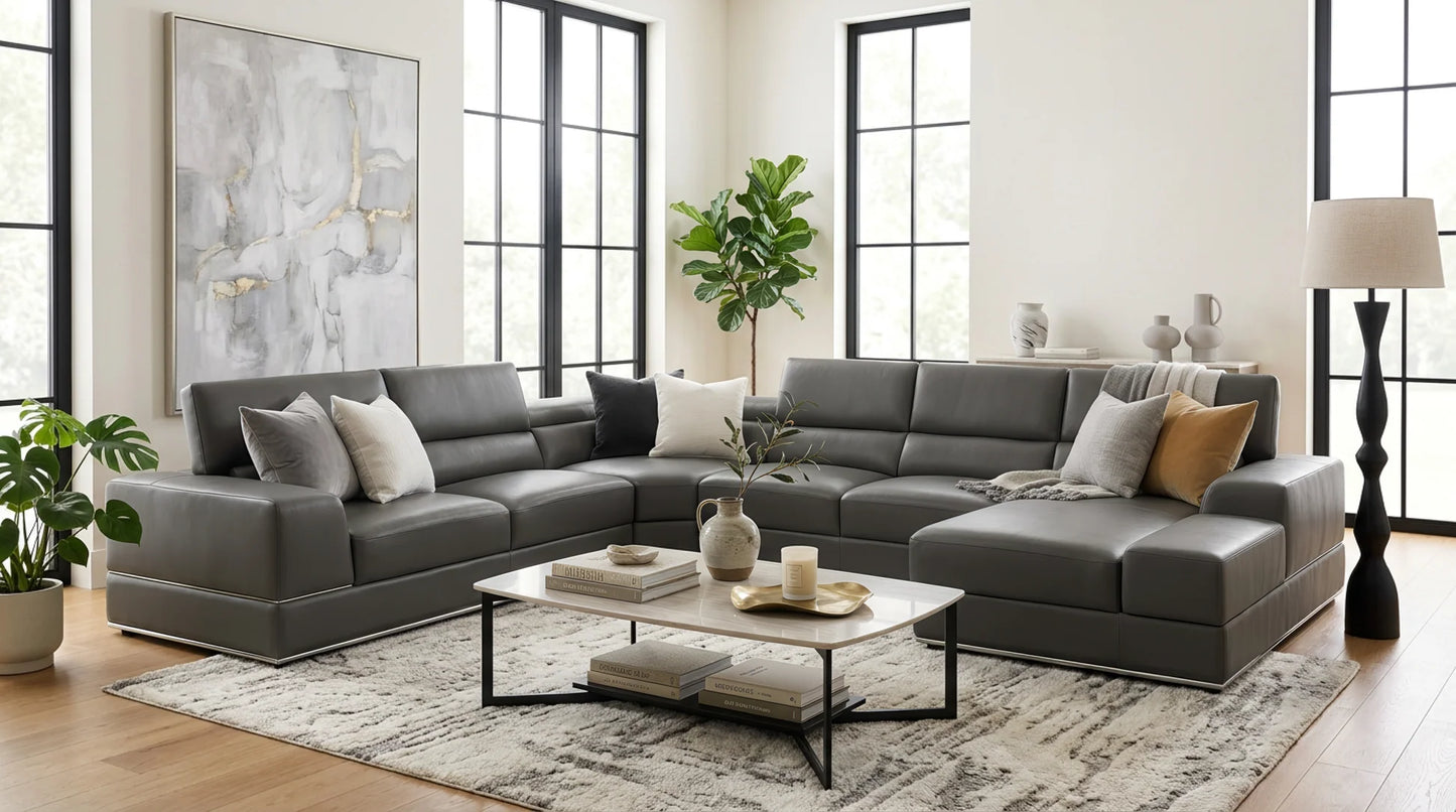 MI-5107 Nella 4pcs  Sectional Sofa Dark Grey