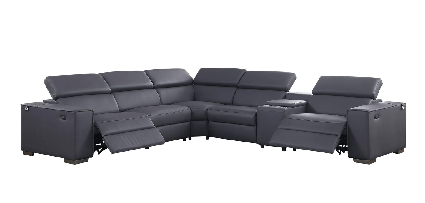 MI-633 Picasso II 6pcs Dk. Grey Reclining Sectional