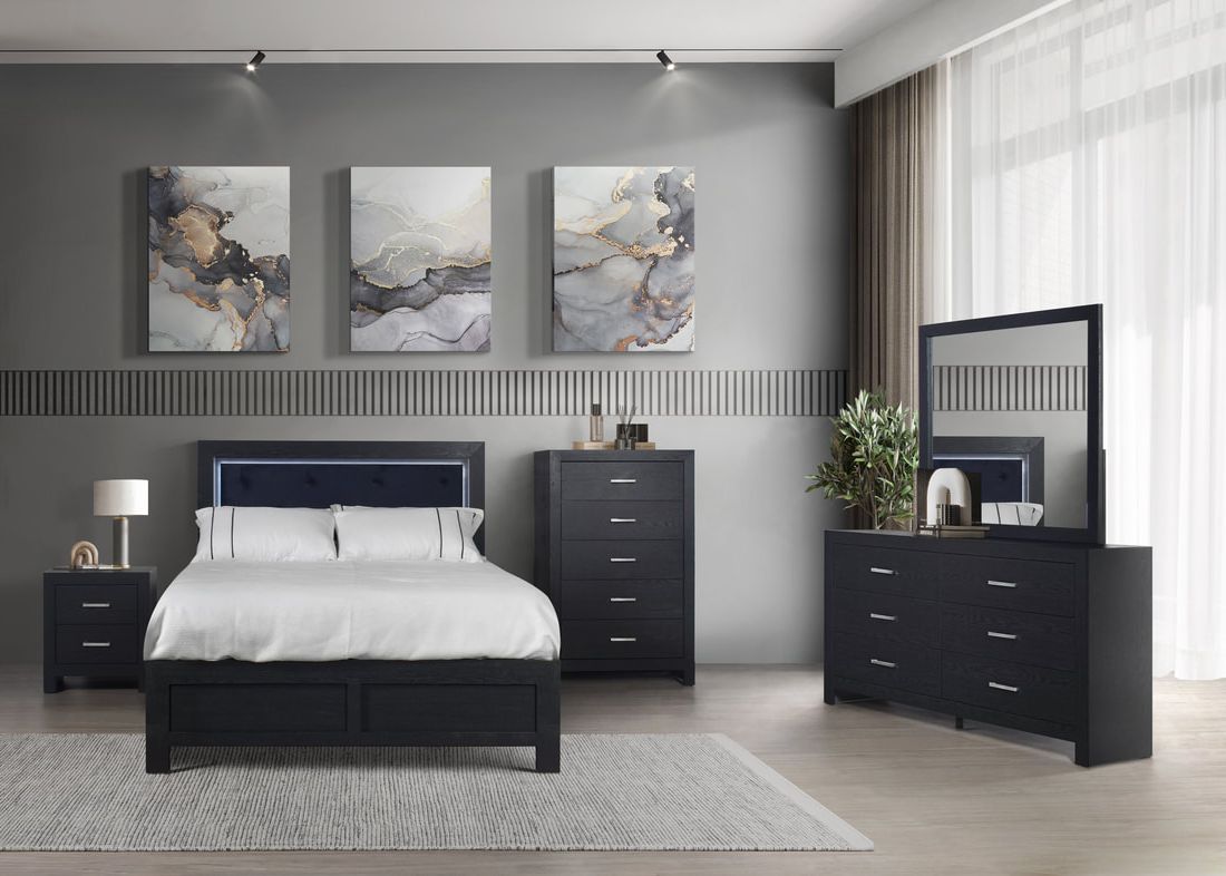 5pcs Moonlight Black Bedroom Set