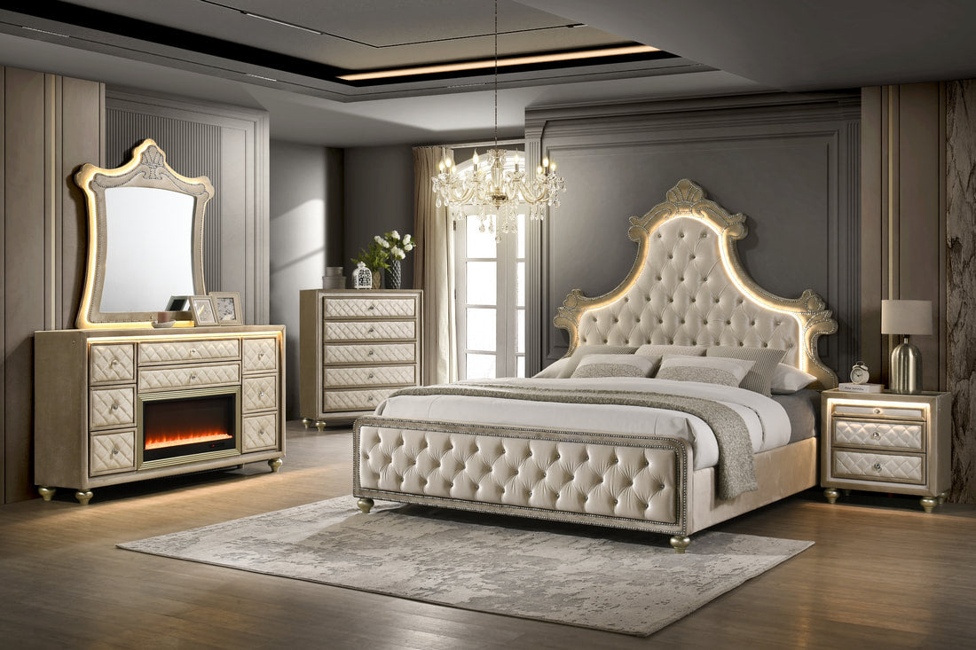 Majesty2 Beige 4PC or 5PC Set Bedroom Set