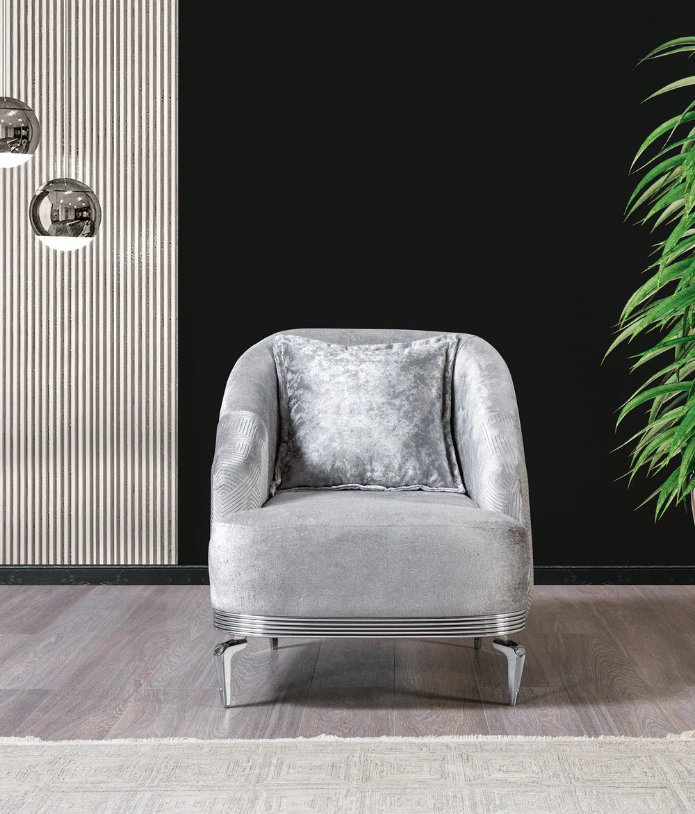 Silver Velvet Sofa & Loveseat