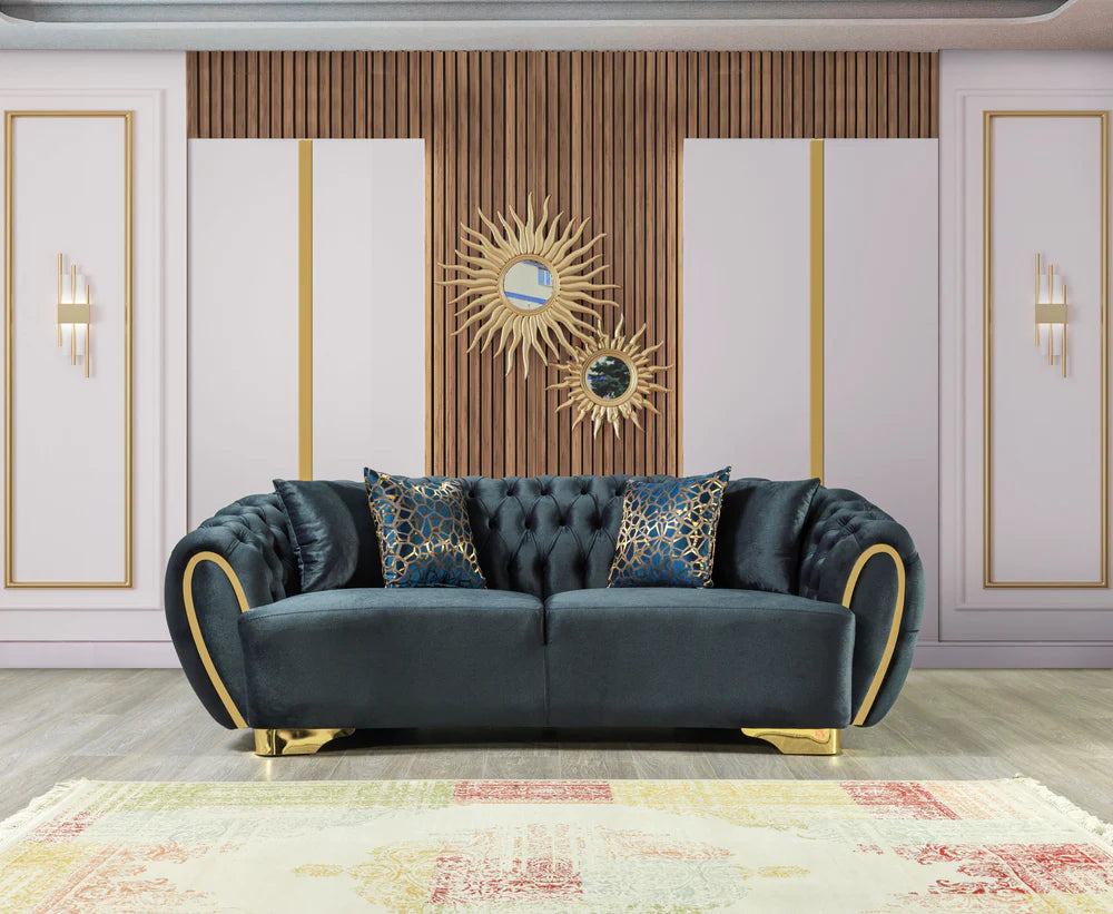 Victoria Holly Green Velvet Sofa & Loveseat