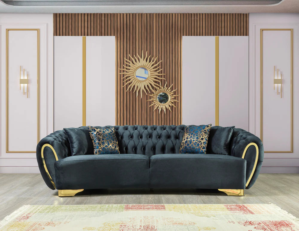Victoria Holly Green Velvet Sofa & Loveseat