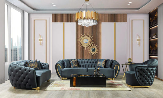 Victoria Holly Green Velvet Sofa & Loveseat