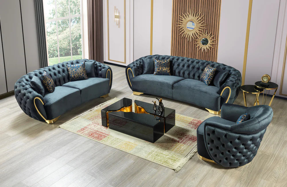 Victoria Holly Green Velvet Sofa & Loveseat