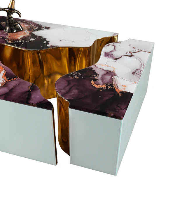 Dream White Marble 3-Piece Coffee Table
