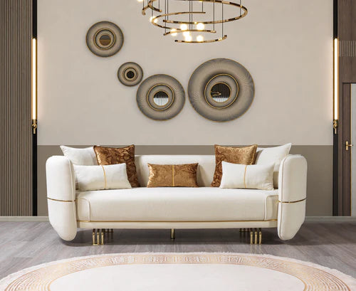 Helena Ivory Velvet Sofa