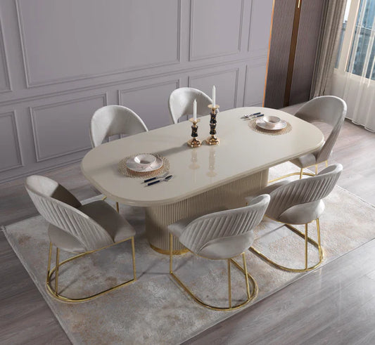 7pcs Milena Ivory Luxury Dining Set