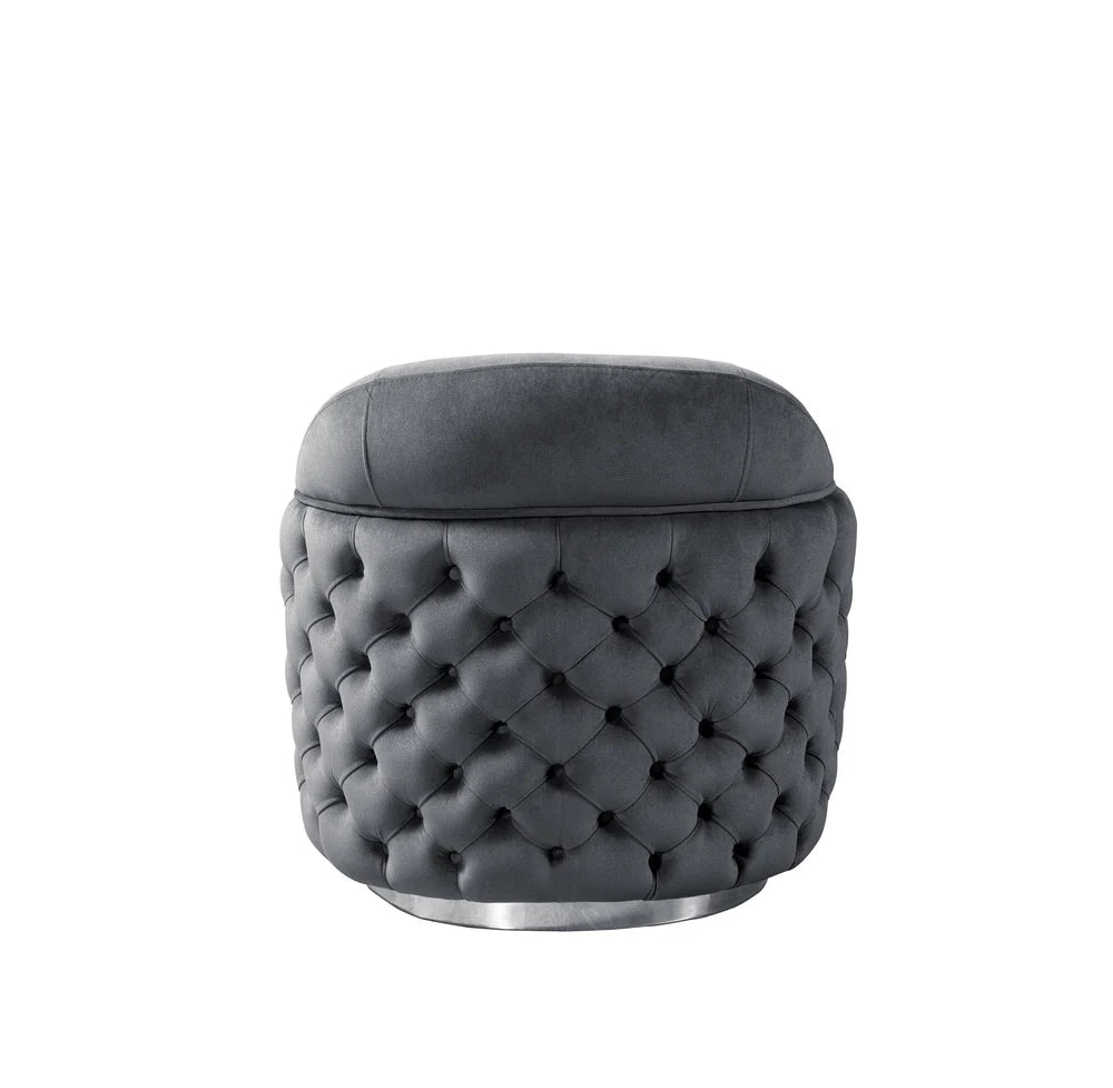 Victoria Gray Velvet Tufted Chair