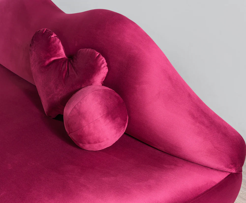 Lips Maroon Velvet Loveseat