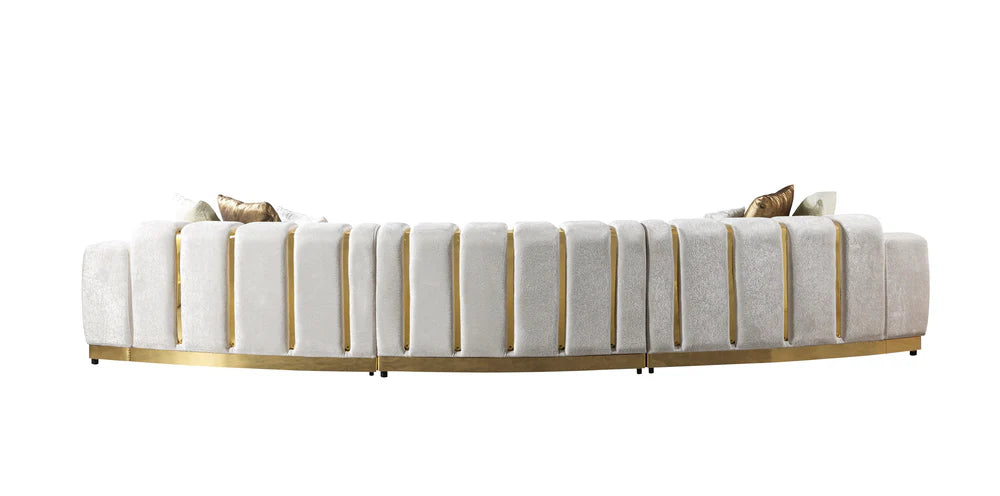 Michelle Ivory Velvet 3-Piece Curved Sectional