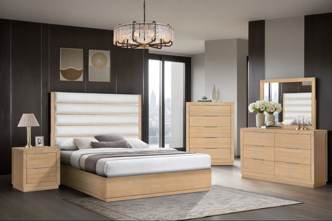5pcs or 4pcs Oslo Natural Wood Bedroom Set