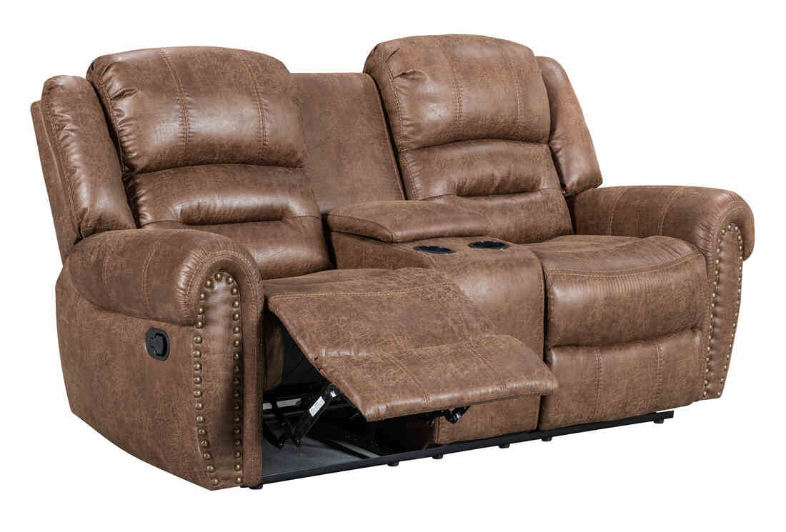 3pcs Rivercreek Brown Palomino Fabric Reclining Sofa Set