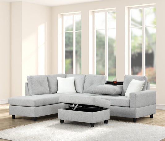 Rocket Gray Reversible Sectional & Ottoman